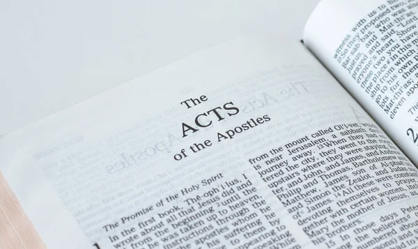 Acts Apostles Open Holy Bible Book Isolated White Background Close — Foto de Stock