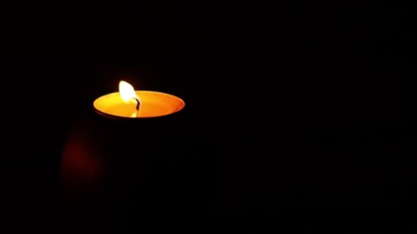 Candle Burning Quivering Shaking Flame Wind Blowing Can Extinguish Isolated — Stock Video