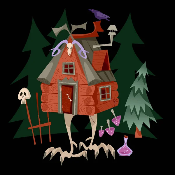 Baba Yaga Haus Alte Hexe Aus Der Slawischen Folklore Märchenhafte — Stockvektor