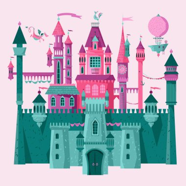 Peri masalı ortaçağ kalesi ve kalesi. Prenses Kalesi. Harikalar Diyarı. 