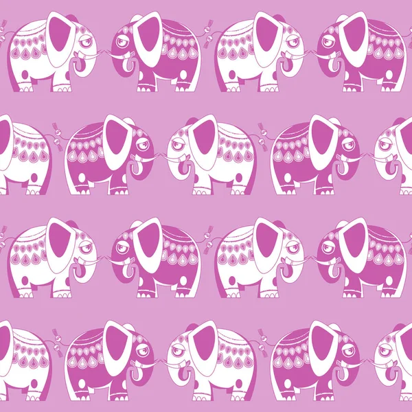 Decorated Blue Pink Elephants Seamless Background Pattern Pink Vector Illustration — Stock Vector