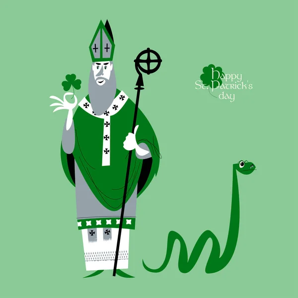 San Patricio Apóstol Irlanda Expulsa Las Serpientes Irlanda Santo Patrón — Vector de stock