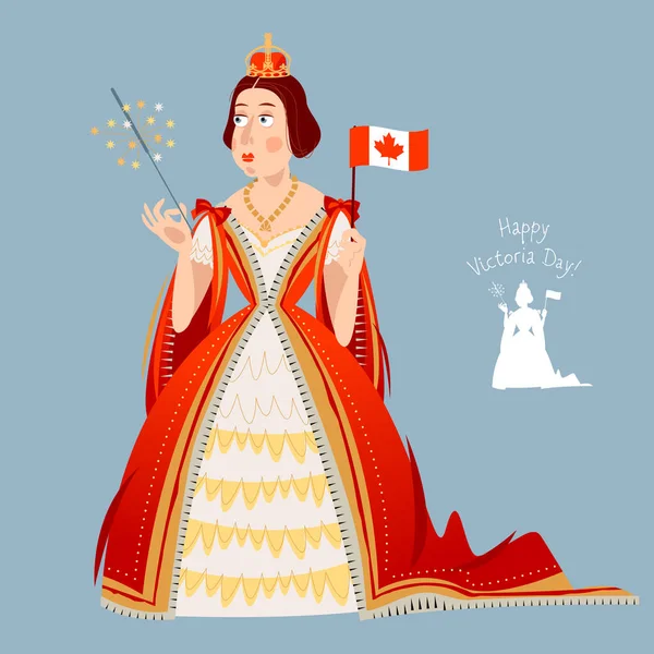 Gelukkige Victoria Dag Canadese Feestdag Koningin Victoria Houdt Canadese Vlag — Stockvector