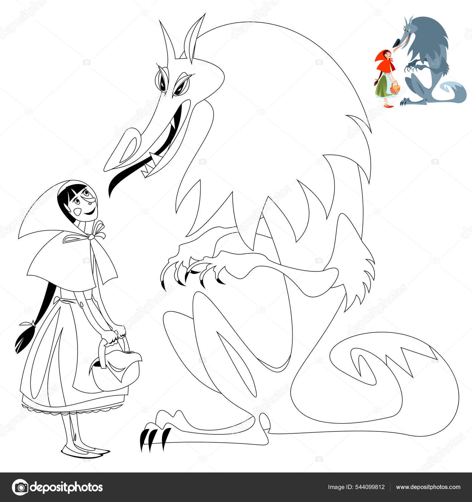 Coloring Pages Big Bad Wolf - Depositphotos 544099812 Stock Illustration Little Red Riding Hood Big 