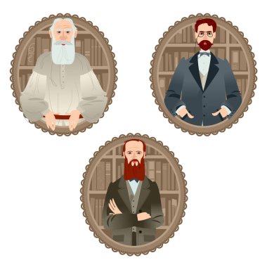 Rusya tarihi. Ünlü Rus yazarlar. Leo Tolstoy, Fyodor Dostoyevski, Anton Çehov. 