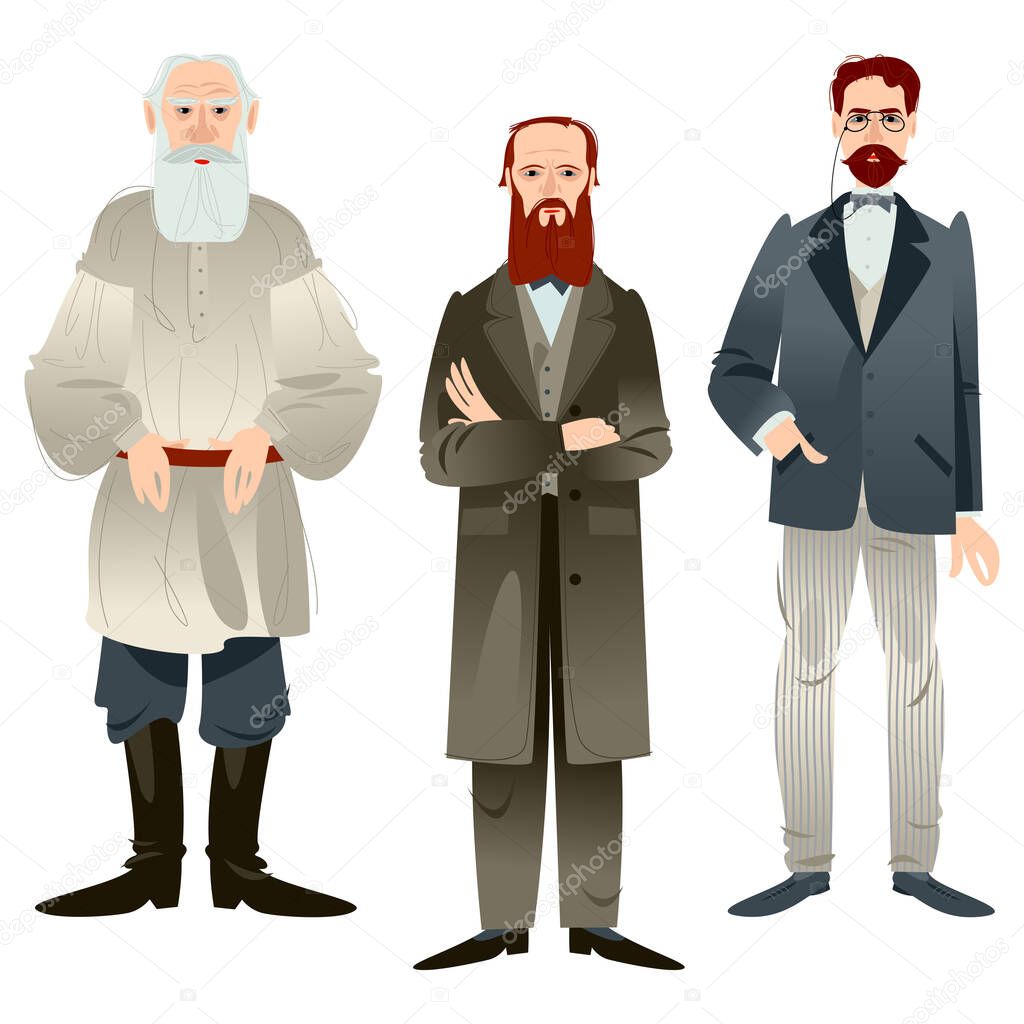 History of Russia. Famous Russian writers. Leo Tolstoy, Fyodor Dostoevsky, Anton Chekhov. 