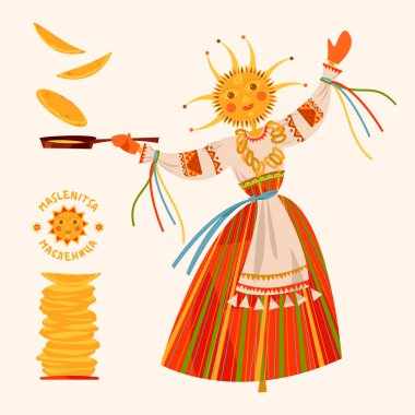 Maslenitsa Korkuluğu. Tereyağı Haftası (Doğu Slav dini ve halk bayramı Büyük Perhiz 'den önceki kış tatili). 