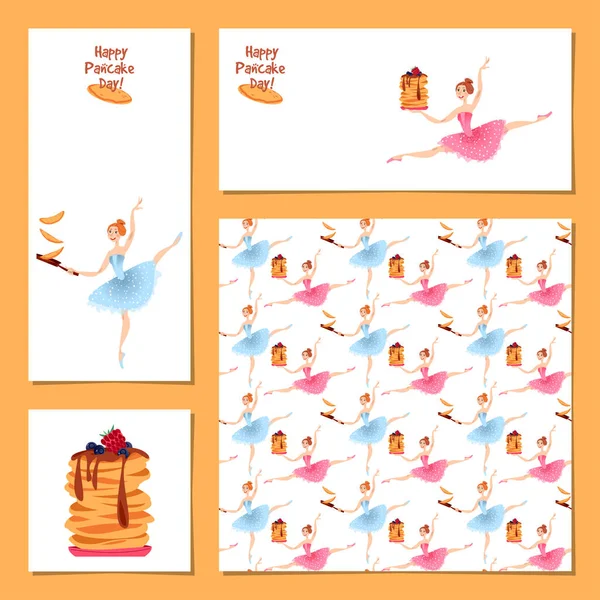 Lot Cartes Vœux Universelles Pour Pancake Day — Image vectorielle