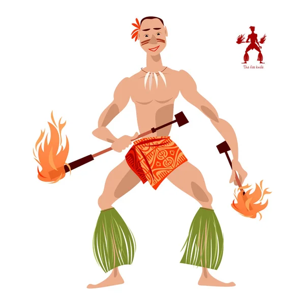 Polynesisk Elddansare Brandprestanda Vektorgrafik