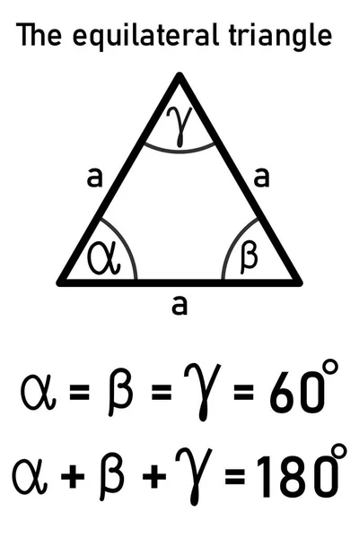 Rappresentazione Grafica Delle Proprietà Degli Angoli Interni Triangolo Equilatero Utilizzando — Vettoriale Stock