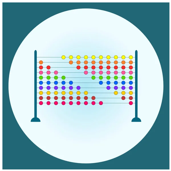 Mathematisches Abakussymbol Mit Farbigen Kugeln Einem Blauen Quadratischen Rahmen Mit — Stockvektor