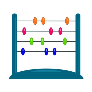 Mavi-gri çerçeveli, turuncu, pembe, yeşil ve mavi parçalı matematiksel abaküs sembolü.