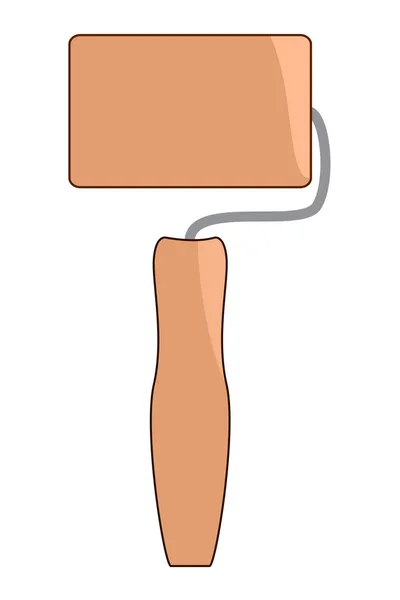 面团滚出面团用的一种窄而浅的褐色滚针的符号 — 图库矢量图片