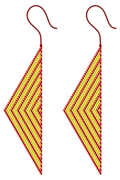Two Red Yellow Earrings Shape Isosceles Triangle Made Cubes — 图库矢量图片