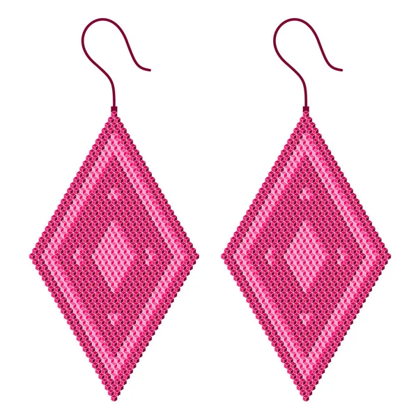 Two Rhombus Shaped Earrings Light Dark Pink Made Cubes — Stockvektor