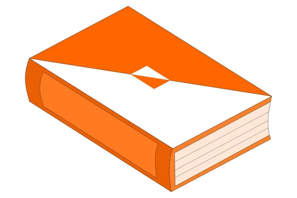 Symbol Closed Book Orange White Cover Side Top View — ストックベクタ