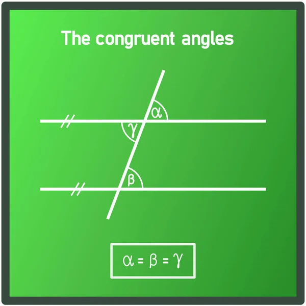 Graphical Expression Congruent Angles Using Two Parallel Lines Green Board — Archivo Imágenes Vectoriales