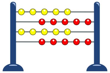 Math abacus symbol with blue stand and yellow and red balls