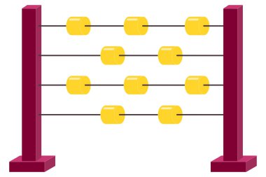 Math abacus symbol with pink stand and yellow rollers
