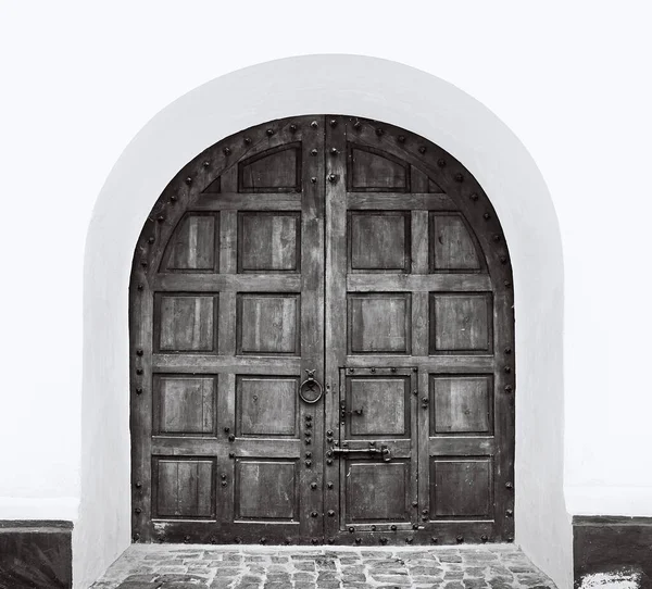 Ancienne Belle Porte Entrée Photo Noir Blanc — Photo