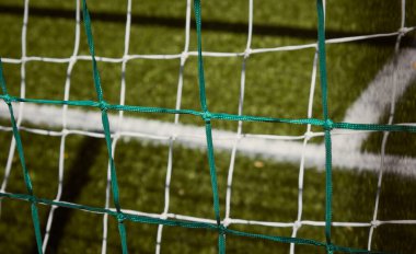 Yeşil futbol ağı. Futbol ağı düğümleri.