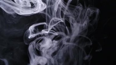 Gerçek beyaz duman siyah arkaplanda hareket eder