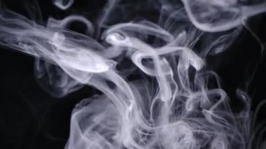 Gerçek beyaz duman siyah arkaplanda hareket eder