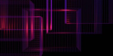 Lazer ızgara mor parıltı kırmızı ve mavi 3d illüstrasyon