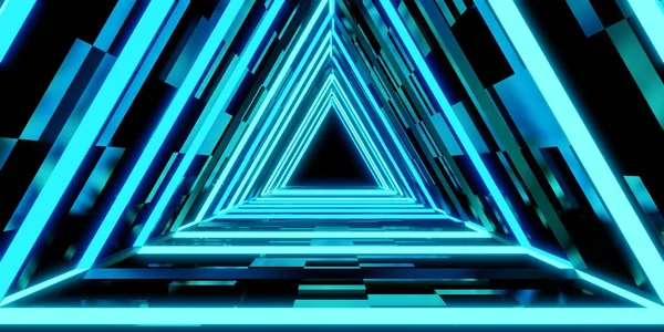 Laser Tunnel Technology Triangular Corridor Door Neon Light Illustration — Stock Photo, Image