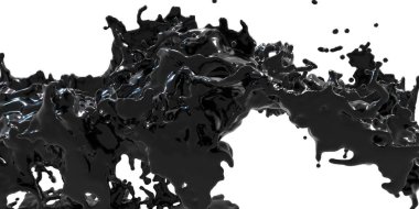 Çeşme, mürekkep hava ham petrolüne yayılmış soyut arka planda serpilmiş petrol 3D illüstrasyon
