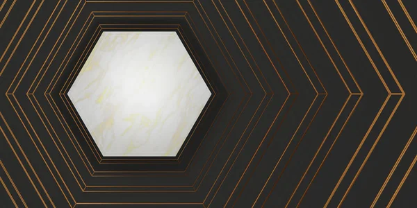 Visualizzazione Del Prodotto Cornice Esagonale Marmo Bianco Texture Sfondo Testo — Foto Stock
