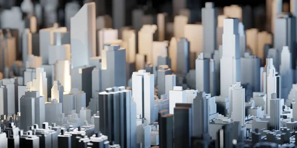 小さなモデルの町ニューヨーク市のおもちゃの建物の街の風景高層ビルの航空ビュー3Dイラスト — ストック写真