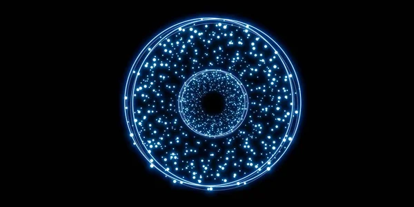 抽象円青のグローの曲線の背景の輝き3Dイラスト — ストック写真