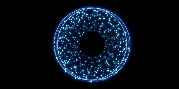 抽象円青のグローの曲線の背景の輝き3Dイラスト — ストック写真