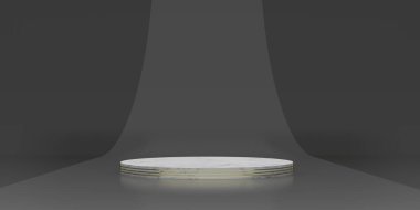 Minimalist konsept çember sahne Basit Çember Palet Karanlık ZEN Kavram Özet Temel Temel Görüntü 3d