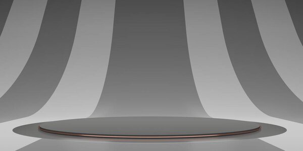 display standcircle striped background zebra pattern modern display stand 3d illustration