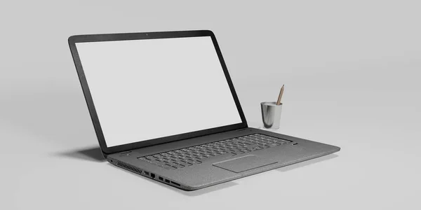 Laptop Computer White Screen Keyboard Illustration — Stock Photo, Image