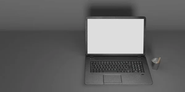 Laptop Mit Weißem Bildschirm Und Tastatur Illustration — Stockfoto