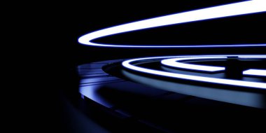neon ışık çemberi yansıtıcı renk lazer arkaplan 3B illüstrasyon