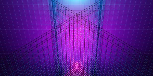 Neon彩色网格80的3D插图 — 图库照片