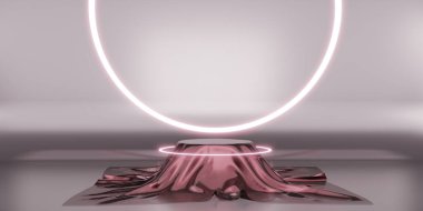 eğri çerçeve görünümlü arka plan ışıklandırması stand neon ışığı arkaplan 3B görüntüleme