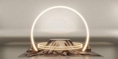 eğri çerçeve görünümlü arka plan ışıklandırması stand neon ışığı arkaplan 3B görüntüleme