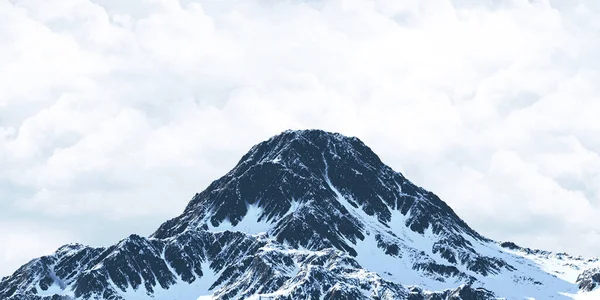 Sneeuw Bedekte Berg Pieken Berg Uitzicht Achtergrond Wolken Lucht Illustratie — Stockfoto