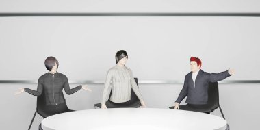 Metaverse City VR kamera sınıfları ve Metaverse dünya partisindeki toplantılar insanlar kum havuzu 3D çizimlerinde avatarlar