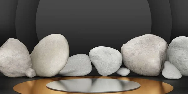 Template Stone Podium Achtergrond Pallet Product Standaard Voor Het Plaatsen — Stockfoto