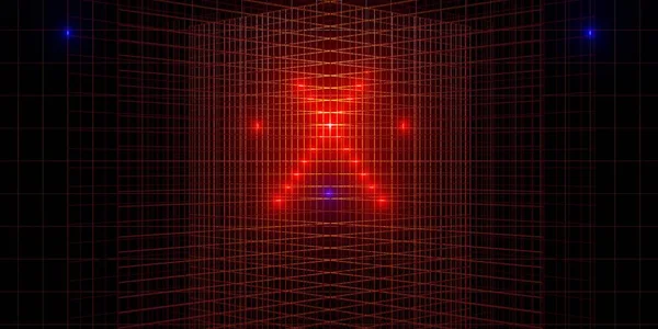 Neon Luz Laser Fundo 80S Neon Grid Ilustração — Fotografia de Stock