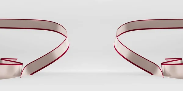 リボンフラグと弓の背景製品表示シーン3Dイラスト — ストック写真