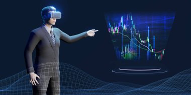 Metaverse Menkul Kıymetler Ticareti ve Kripto Para Birimi 'ndeki toplantılar VR kamera Görselleri ile 3D resimleme