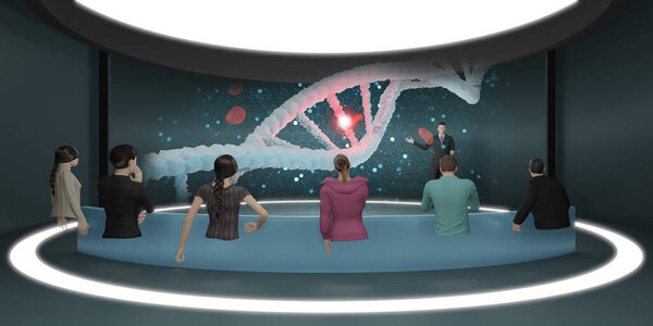 Metaverse Classroom Online School VR Camera Avatars in Metaverse Virtual Holograms in Virtual World 3D Illustrations