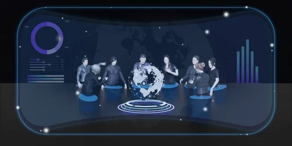 VR Gözlük Şekil Değiştiren Sosyal Ağ Kullanıcı Arayüzü İnsanlar ve Etkinlikler Sosyal Bağlantı 3B Resimleri